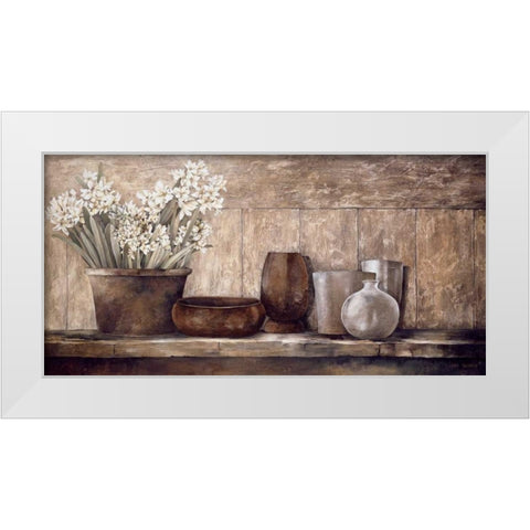 Hyacinth on a Sideboard White Modern Wood Framed Art Print by Thompson, Linda
