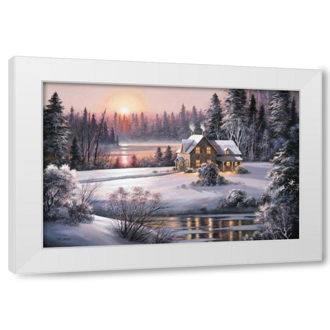 Winter Sunset White Modern Wood Framed Art Print by Raos, Dubravko