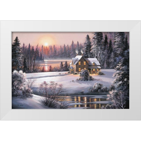 Winter Sunset White Modern Wood Framed Art Print by Raos, Dubravko
