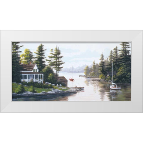 Cottage Country White Modern Wood Framed Art Print by Saunders, Bill