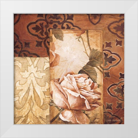 Linen Roses I White Modern Wood Framed Art Print by Thompson, Linda