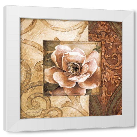 Linen Roses II White Modern Wood Framed Art Print by Thompson, Linda
