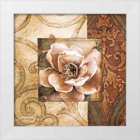 Linen Roses II White Modern Wood Framed Art Print by Thompson, Linda
