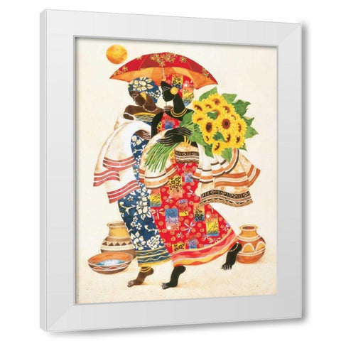Sunflowers White Modern Wood Framed Art Print by Mallett, Keith