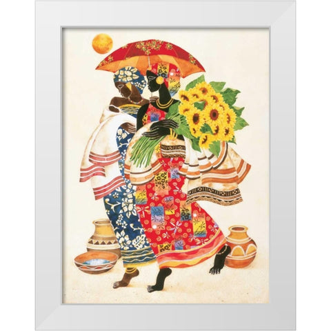 Sunflowers White Modern Wood Framed Art Print by Mallett, Keith