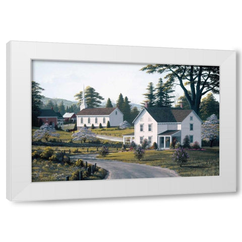 Apple Blossom Time White Modern Wood Framed Art Print by Saunders, Bill