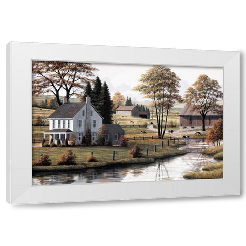 Autumn Grazing White Modern Wood Framed Art Print by Saunders, Bill