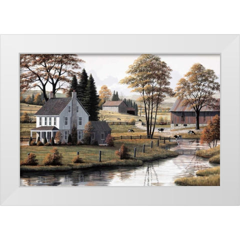 Autumn Grazing White Modern Wood Framed Art Print by Saunders, Bill