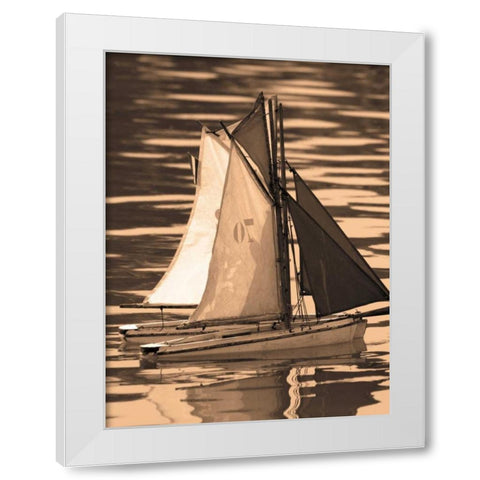 Les Petits Bateaux II White Modern Wood Framed Art Print by Gilboa, Marina Drasnin