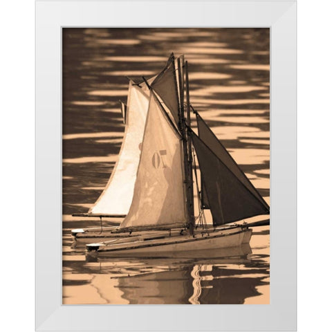 Les Petits Bateaux II White Modern Wood Framed Art Print by Gilboa, Marina Drasnin