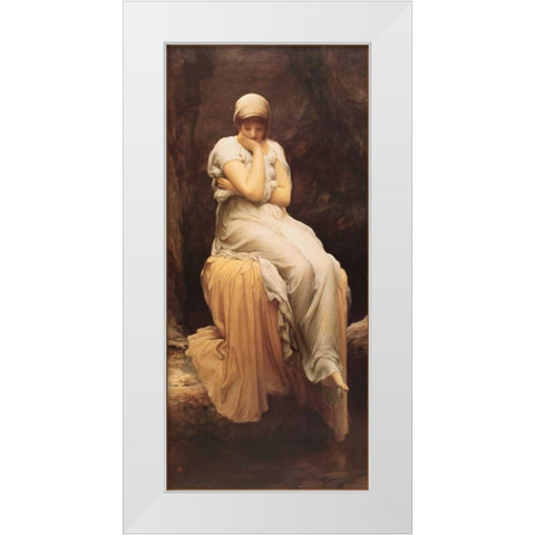Solitude White Modern Wood Framed Art Print by Leighton, Lord Frederic
