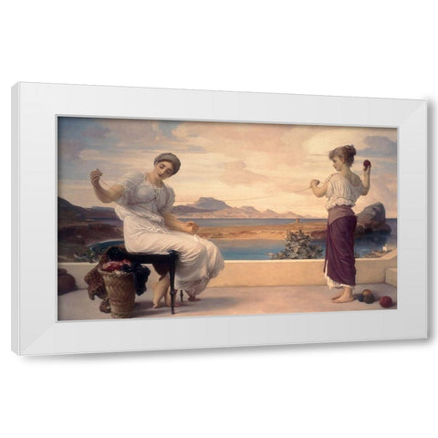 Winding the Skein White Modern Wood Framed Art Print by Leighton, Lord Frederic