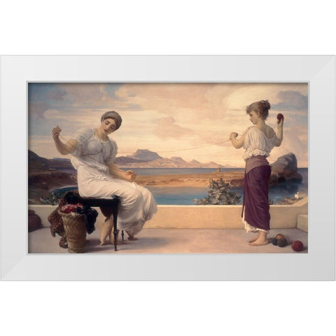 Winding the Skein White Modern Wood Framed Art Print by Leighton, Lord Frederic