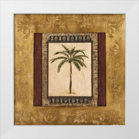 Stately Palm II White Modern Wood Framed Art Print by Mindeli