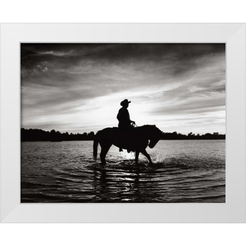 Silhouettes at Sunset White Modern Wood Framed Art Print by Nagler, Monte