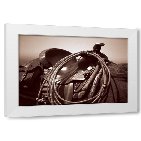 Saddling White Modern Wood Framed Art Print by OMara, James