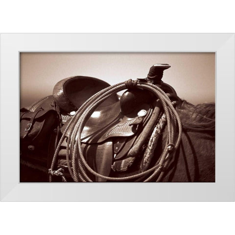 Saddling White Modern Wood Framed Art Print by OMara, James