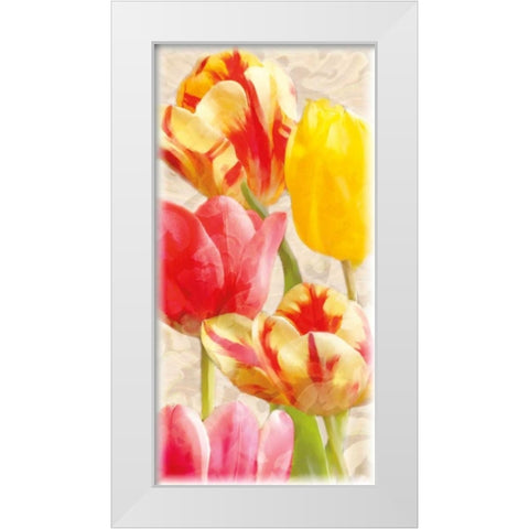 Glowing Tulips I White Modern Wood Framed Art Print by Pahl, Janel