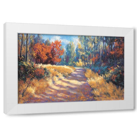 Early Autumn Trail White Modern Wood Framed Art Print by McAdam, Bruce