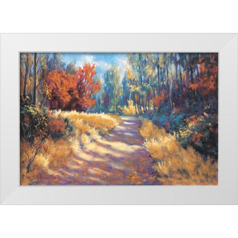 Early Autumn Trail White Modern Wood Framed Art Print by McAdam, Bruce