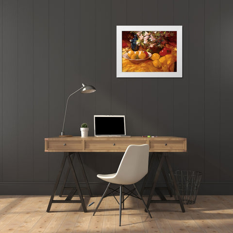 Still Life and Pears White Modern Wood Framed Art Print by Craig, Philip