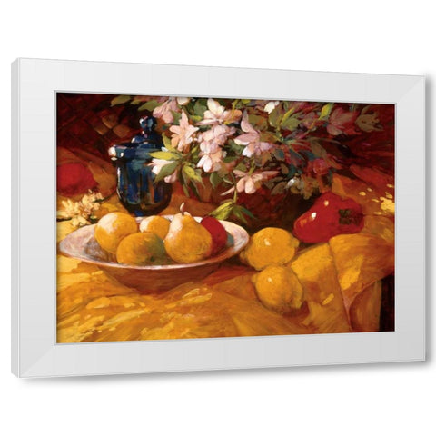 Still Life and Pears White Modern Wood Framed Art Print by Craig, Philip