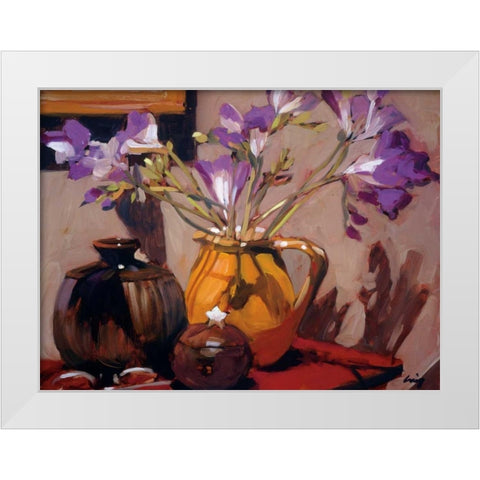 Freesia Floral White Modern Wood Framed Art Print by Craig, Philip