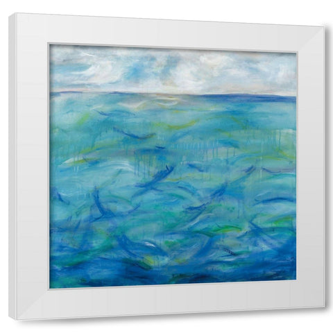 Deep Blue White Modern Wood Framed Art Print by Eider, Georgia