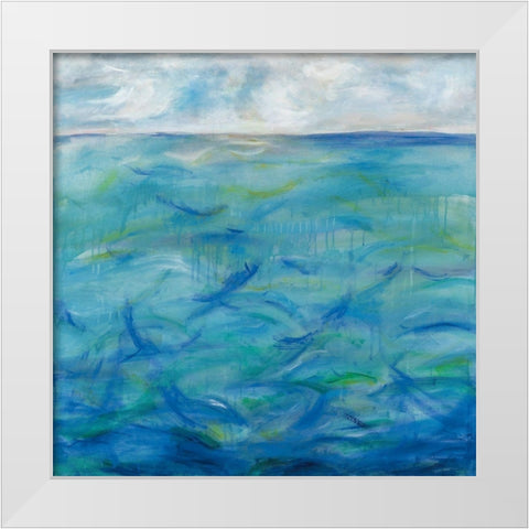 Deep Blue White Modern Wood Framed Art Print by Eider, Georgia