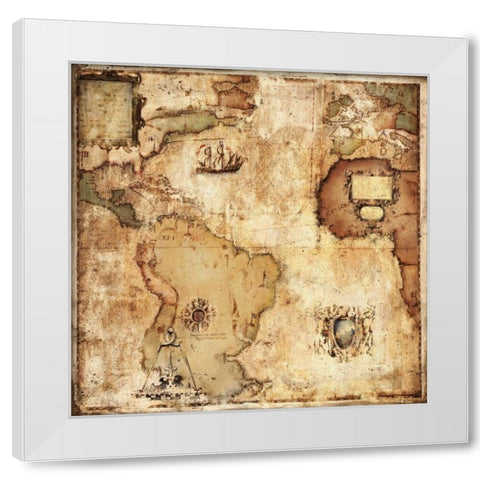 Map of Discovery White Modern Wood Framed Art Print by Panossian, Paul