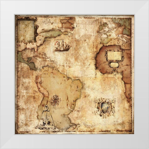 Map of Discovery White Modern Wood Framed Art Print by Panossian, Paul