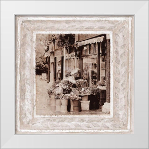 Flower Market White Modern Wood Framed Art Print by Tarras, Teo