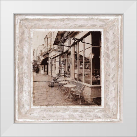 Street Cafe White Modern Wood Framed Art Print by Tarras, Teo
