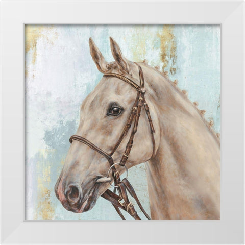 Show Horse  White Modern Wood Framed Art Print by Perejogina, Dina