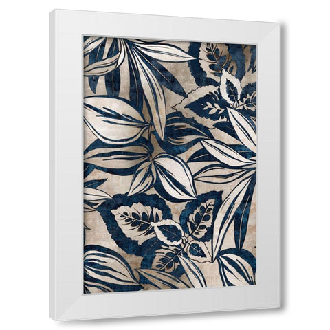 Blue Foliage II White Modern Wood Framed Art Print by Watts, Eva