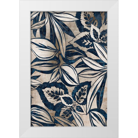 Blue Foliage II White Modern Wood Framed Art Print by Watts, Eva