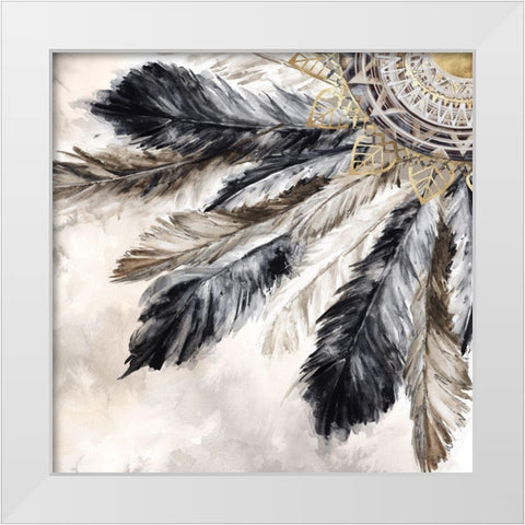 Necklace of Feathers II White Modern Wood Framed Art Print by Watts, Eva