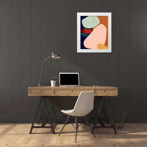 Stacking Pebbles II White Modern Wood Framed Art Print by Watts, Eva