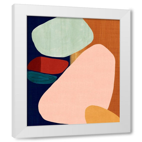 Stacking Pebbles II White Modern Wood Framed Art Print by Watts, Eva