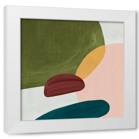 Pink Pebbles II White Modern Wood Framed Art Print by Watts, Eva