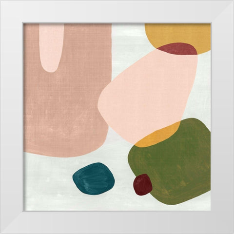 Pink Pebbles III White Modern Wood Framed Art Print by Watts, Eva