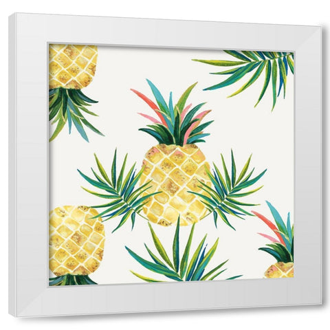 Pineapple Craze White Modern Wood Framed Art Print by Watts, Eva