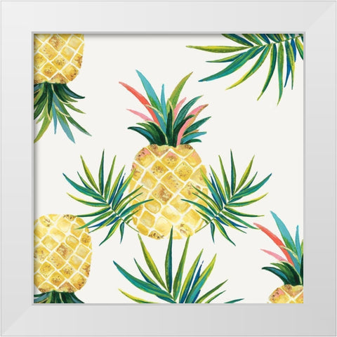 Pineapple Craze White Modern Wood Framed Art Print by Watts, Eva