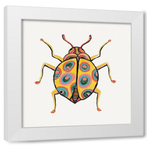 Golden Beetle White Modern Wood Framed Art Print by Watts, Eva
