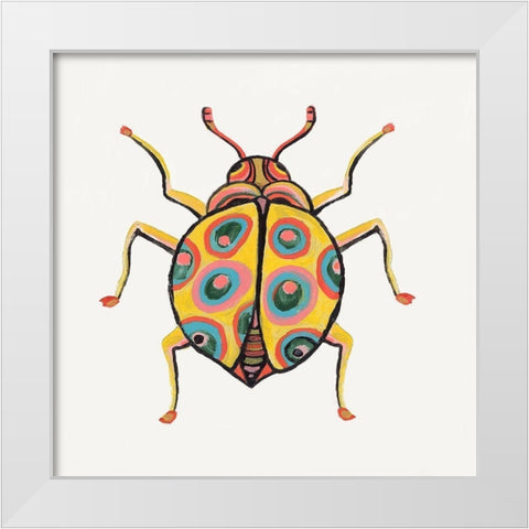 Golden Beetle White Modern Wood Framed Art Print by Watts, Eva