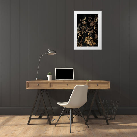 Dark Oriental Blooms White Modern Wood Framed Art Print by Watts, Eva