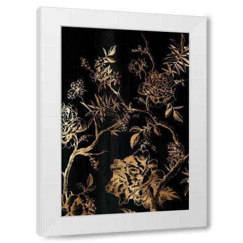 Dark Oriental Blooms White Modern Wood Framed Art Print by Watts, Eva
