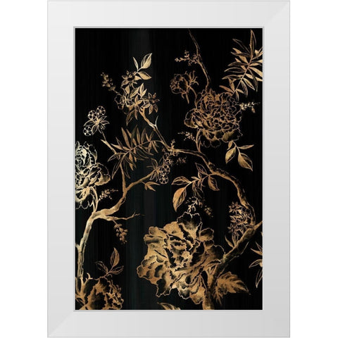 Dark Oriental Blooms White Modern Wood Framed Art Print by Watts, Eva