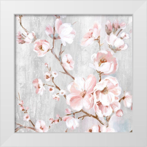 Spring Cherry Blossoms III White Modern Wood Framed Art Print by Watts, Eva