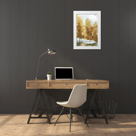 Fall Coloured Trees White Modern Wood Framed Art Print by Watts, Eva